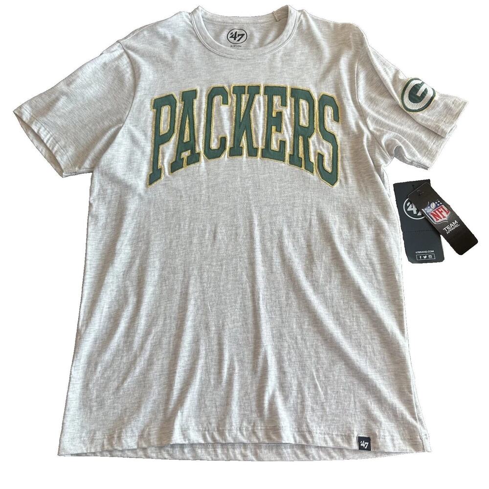 Green Bay Packers '47 Brand Relay Gray T-Shirt NFL Football XL‎ NWT